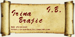 Irina Brajić vizit kartica